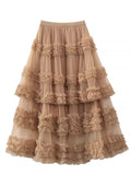 Ruffle Layered Flowy Vintage Circle Skirt