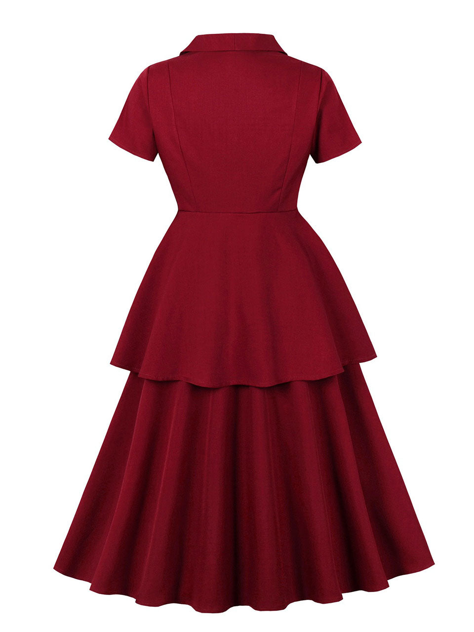 1950s Wine Red Peplum Top