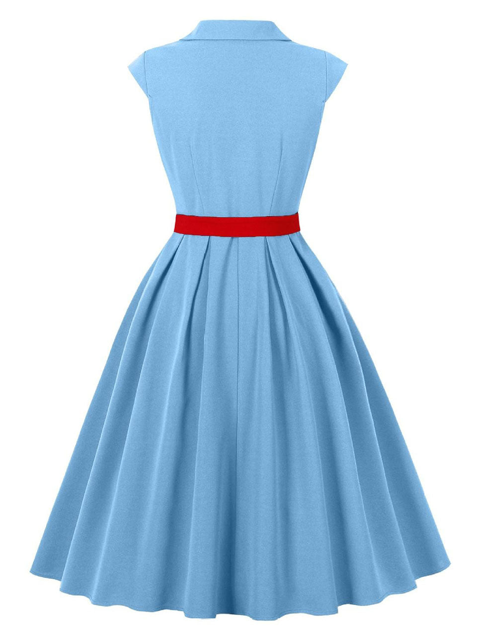 Audrey Hepburn Style Vintage Baby Blue 1950s Cotton Shirt Dress
