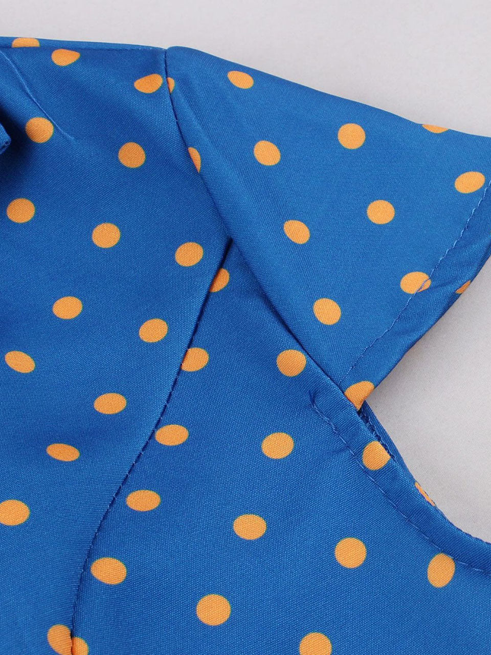 1950s Vintage Blue & Yellow Polka Dot Rockabilly Swing Dress