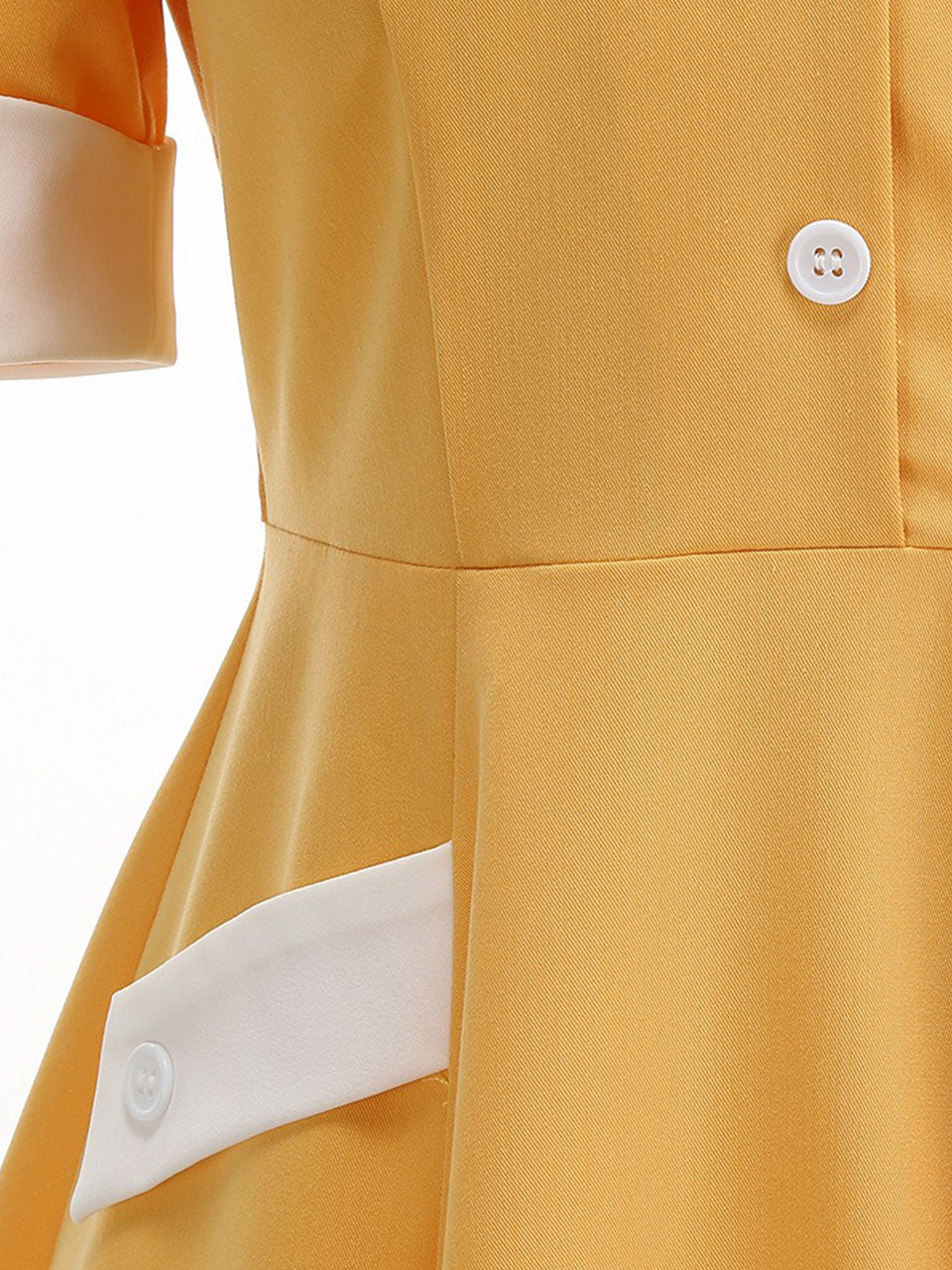 1950s Vintage Notch Lapel Short Sleeve Polka Dot Swing Dress