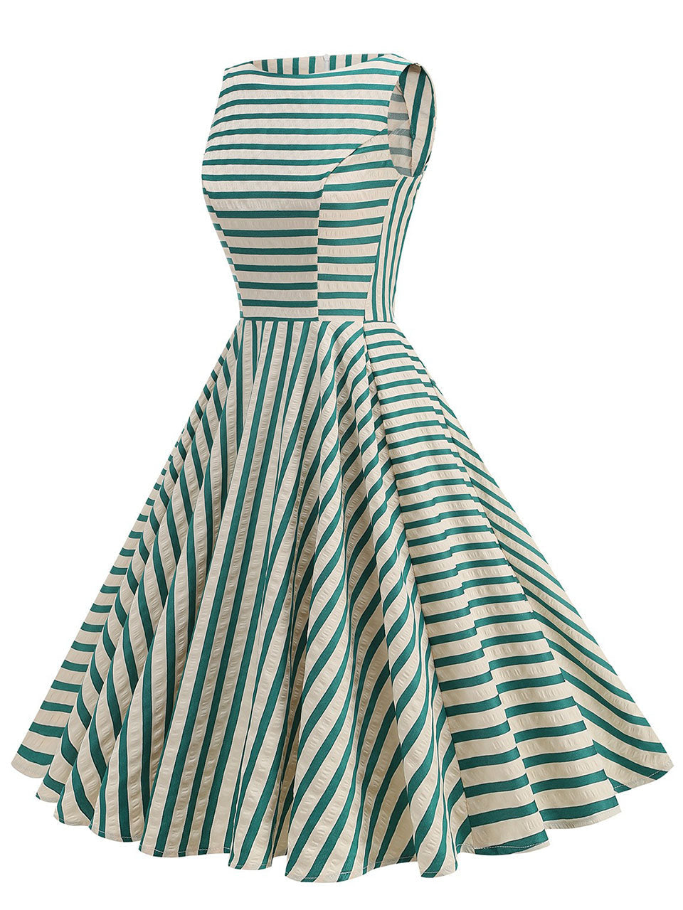 1950s Vintage Stripe Sleeveless Retro Swing Dress