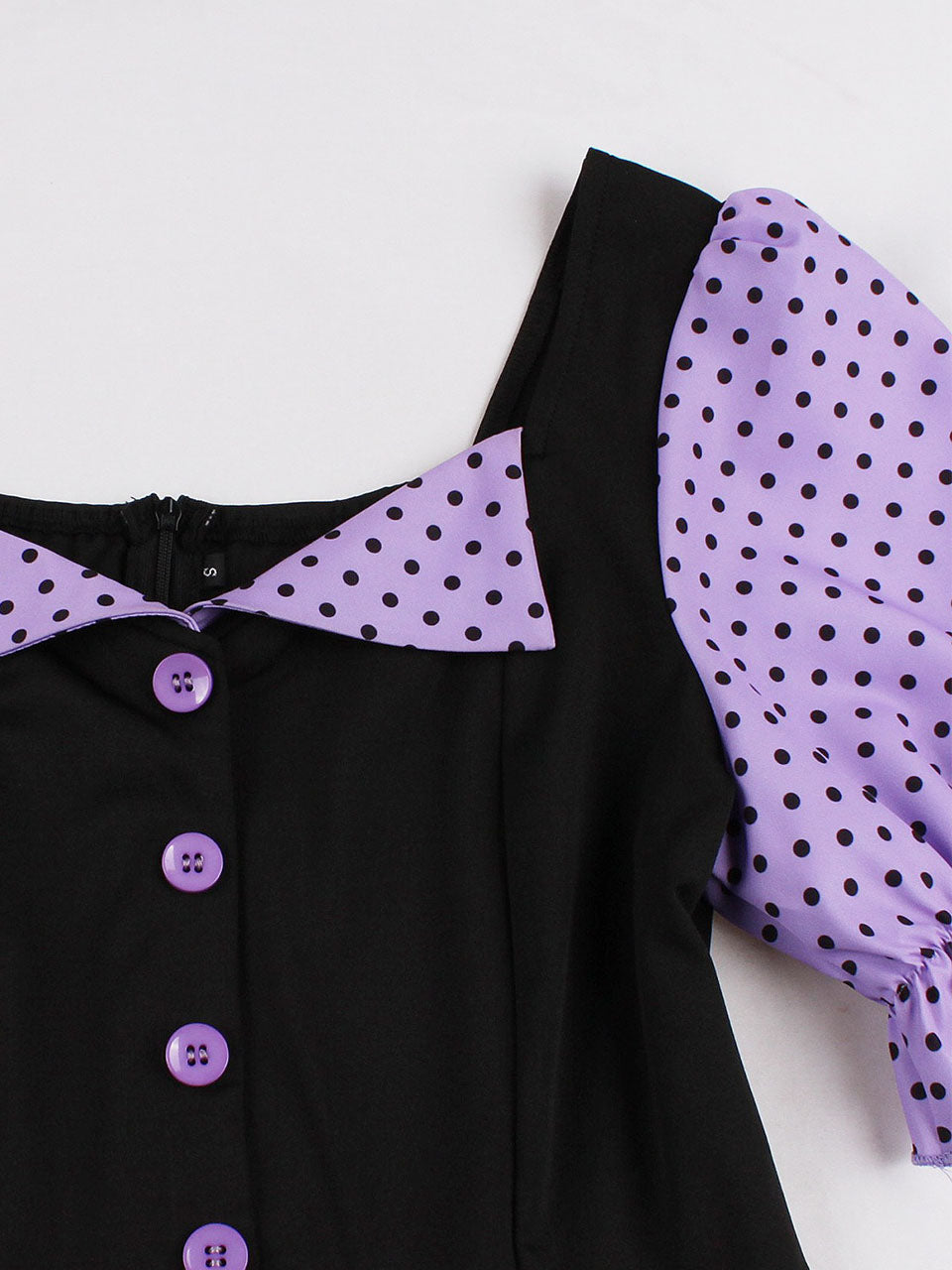 Audrey Hepburn Style Polka Dots 1950s Puff Sleeve Vintage Dress