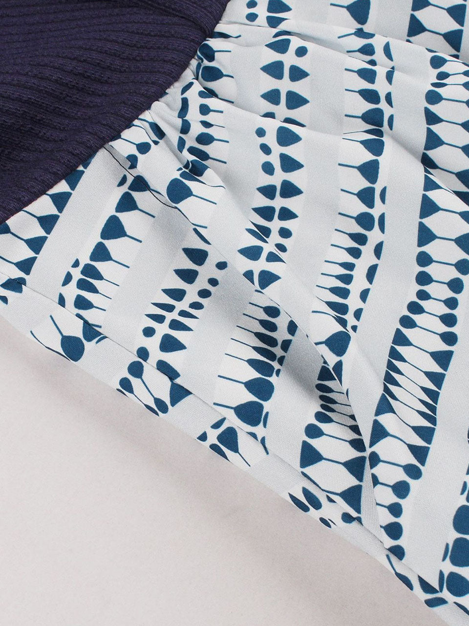 Navy Floral Print Short Sleeve 1950s Vintage Dress