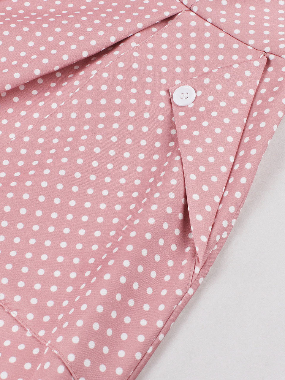 Pink Bow Collar Polka Dots  1950s Vintage Dress