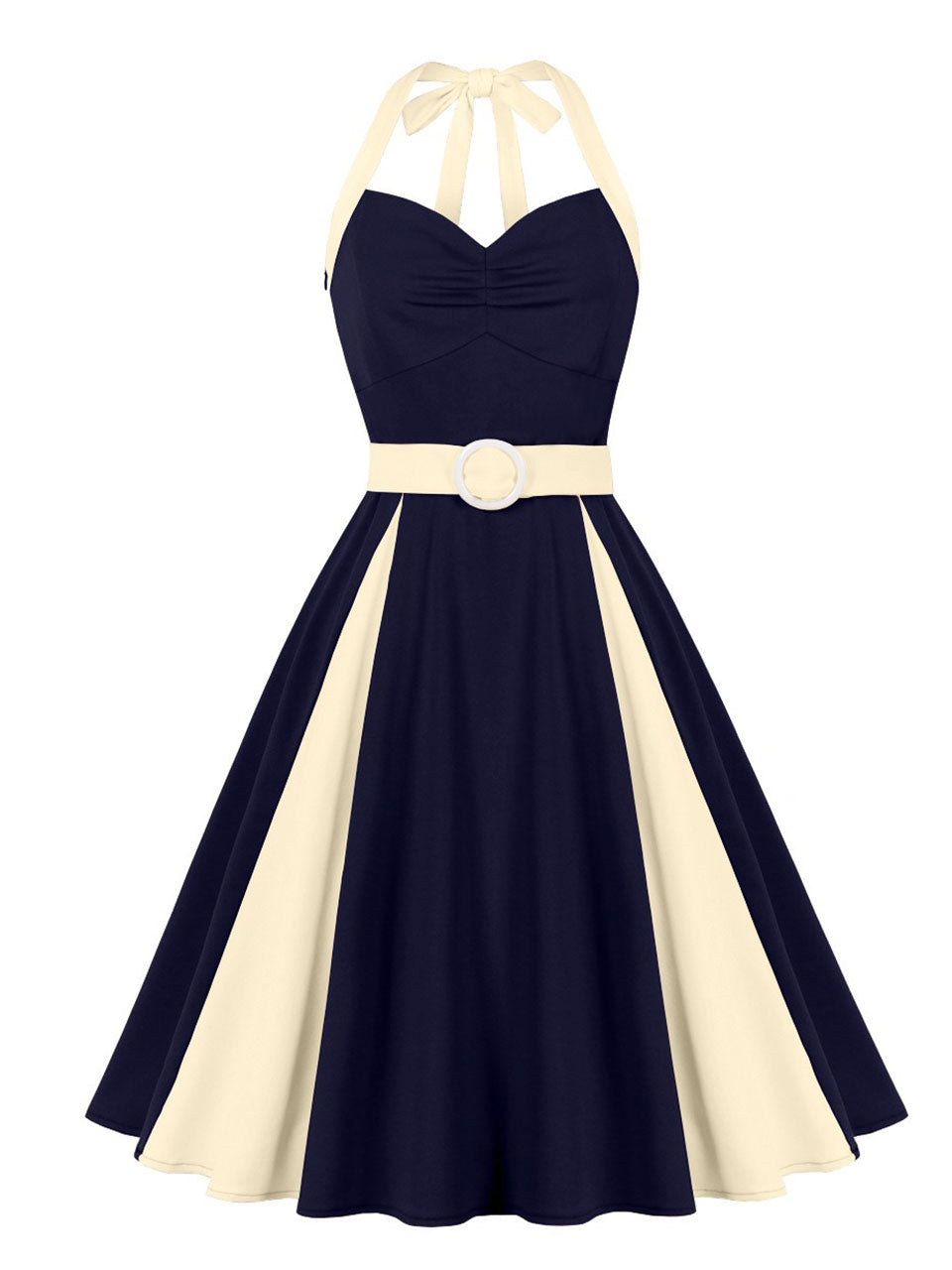Barbiecore Pink Two-Tone 1950s Sweetheart Halter Neck Swing Dress