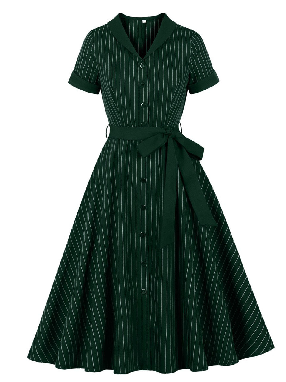 Vintage 1950s Navy Pinstripe Shirt Swing Dress