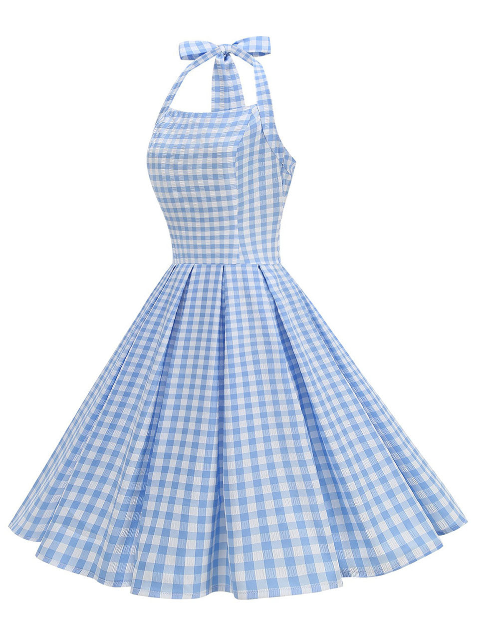 Red Plaid Halter Neck Vintage Dress