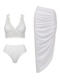 White Lace Trim Bikini Bridal Swimsuit