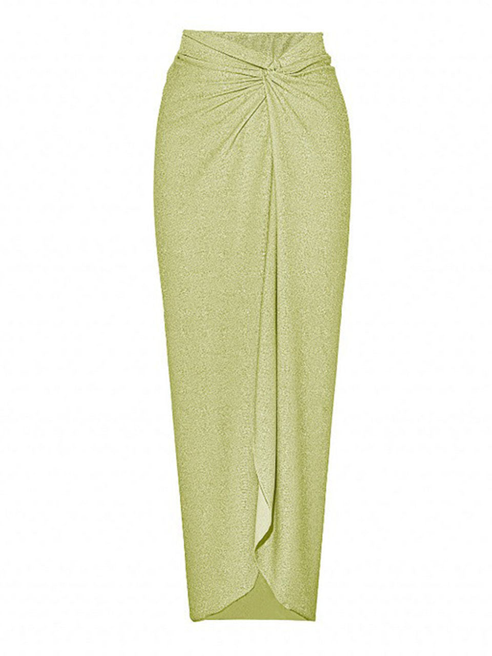 Mint Green Metallic Blossom Luxury Crisscross Back Shimmering  One-Piece Swimwear & Draped Sarong Set