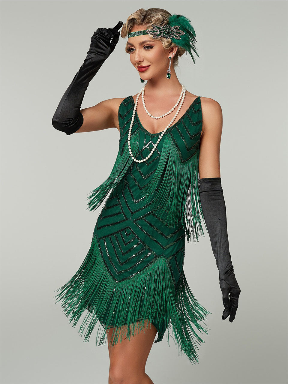 1920s Flapper Dress Gatsby Costume Red Sequined Tiered Fringe Party Dress