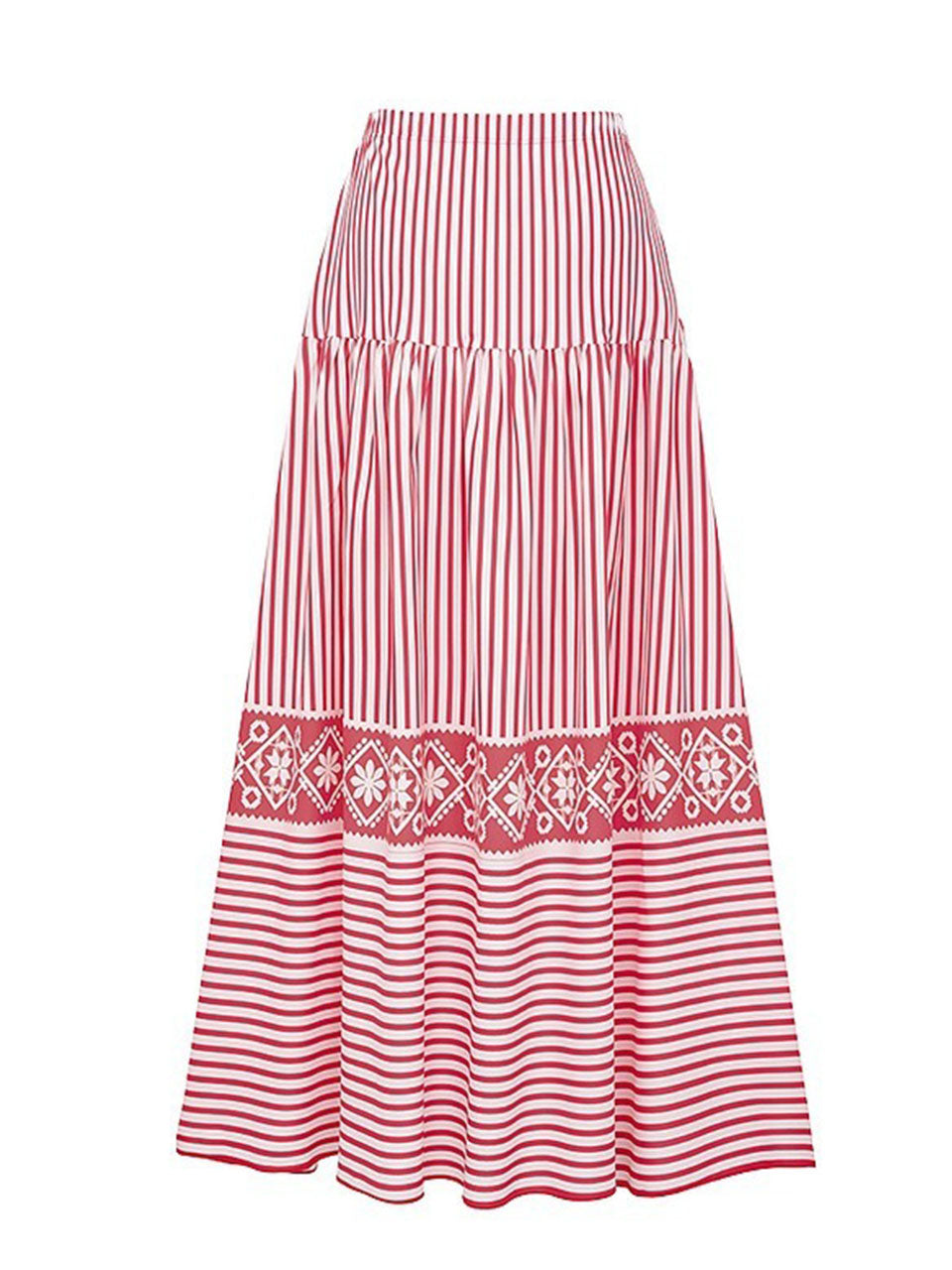 Barbiecore Pink and White Vertical Striped Strap Flowers One-Piece Swimsuit
