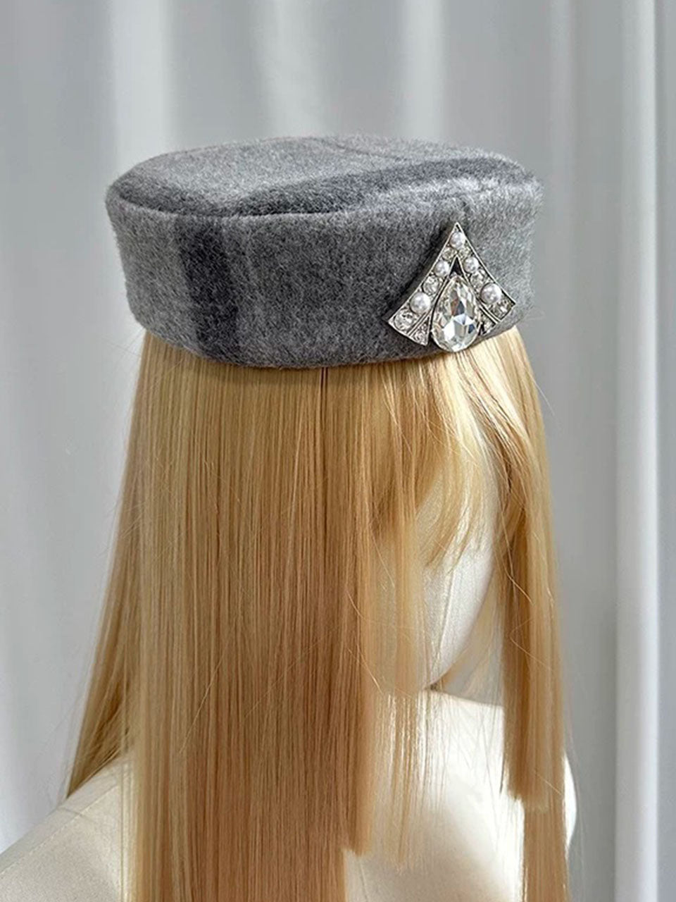 Cream Wool Felt Pillbox Hat for Women