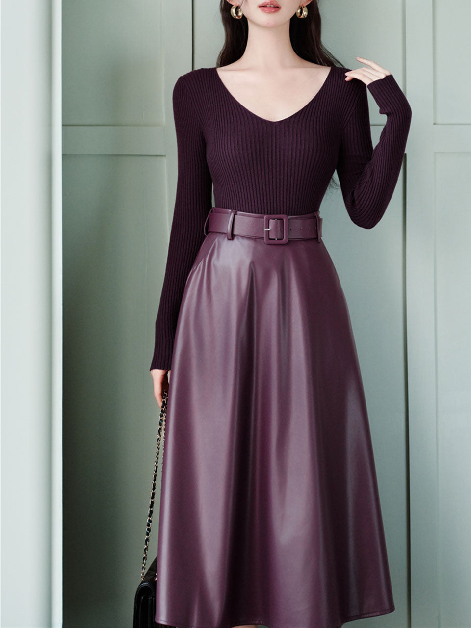 3PS Purple Knitted Sweater And Cape