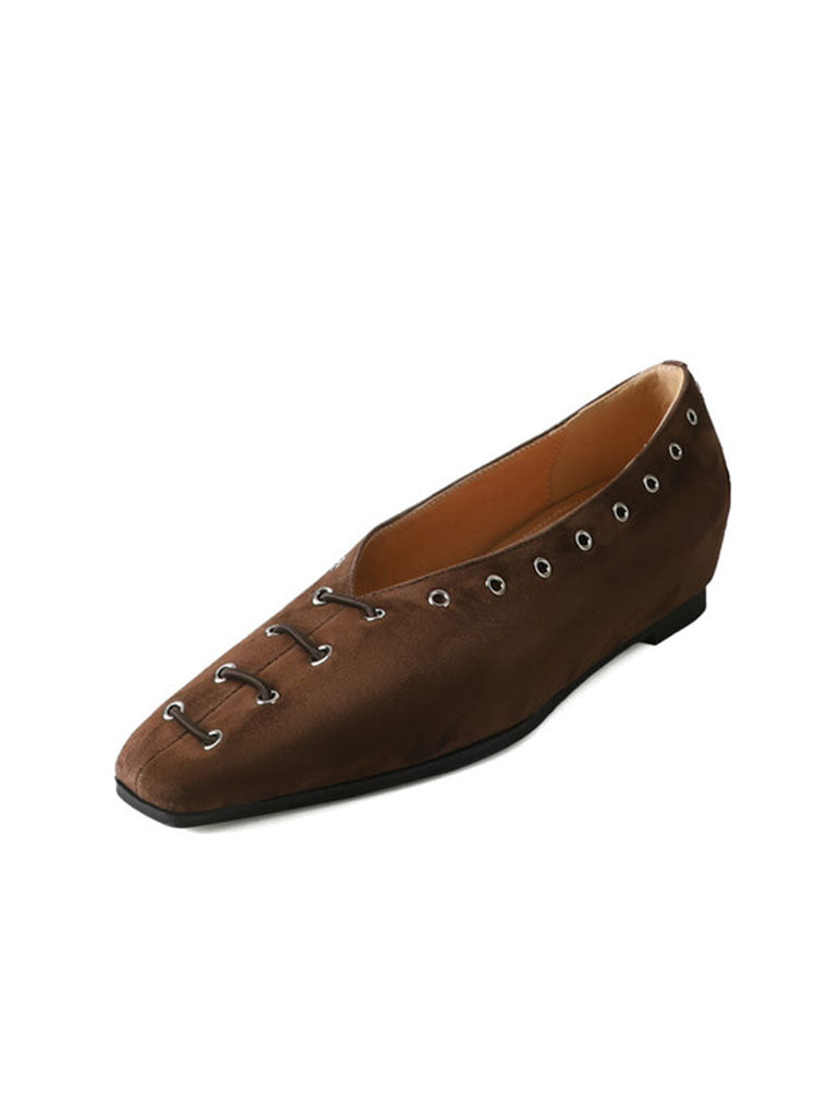 Flat Heel Square Toe Rivet  Vintage Shoes