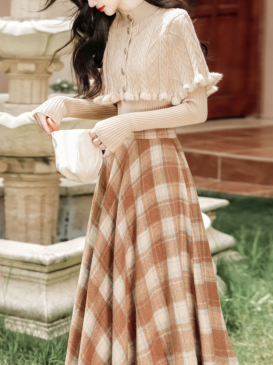 3PS Brown Knitted Sweater Top Cape