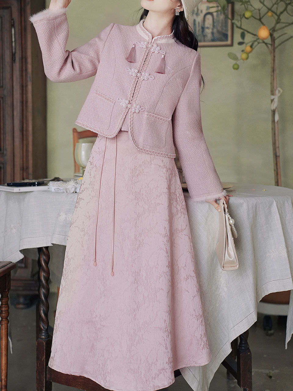 2PS Pink Long Sleeve Warm Coat