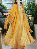 2PS Yellow Bohemian Maxi Dress Set