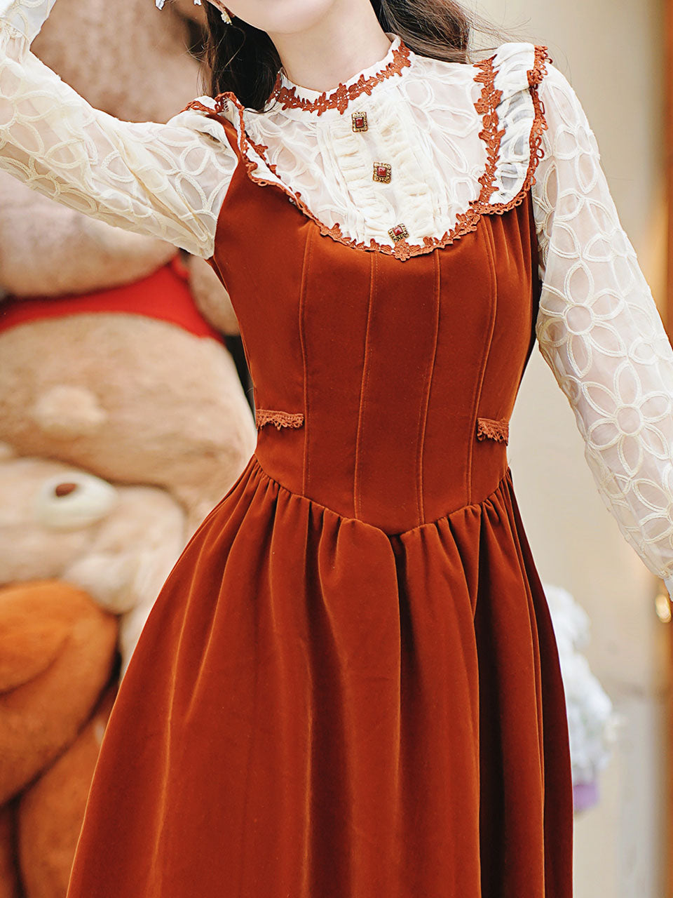 50s Retro Brown Lace