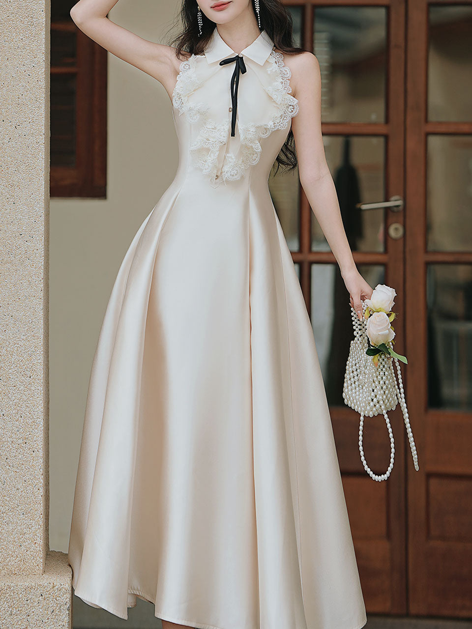 1950s Vintage Halter A-line Gown