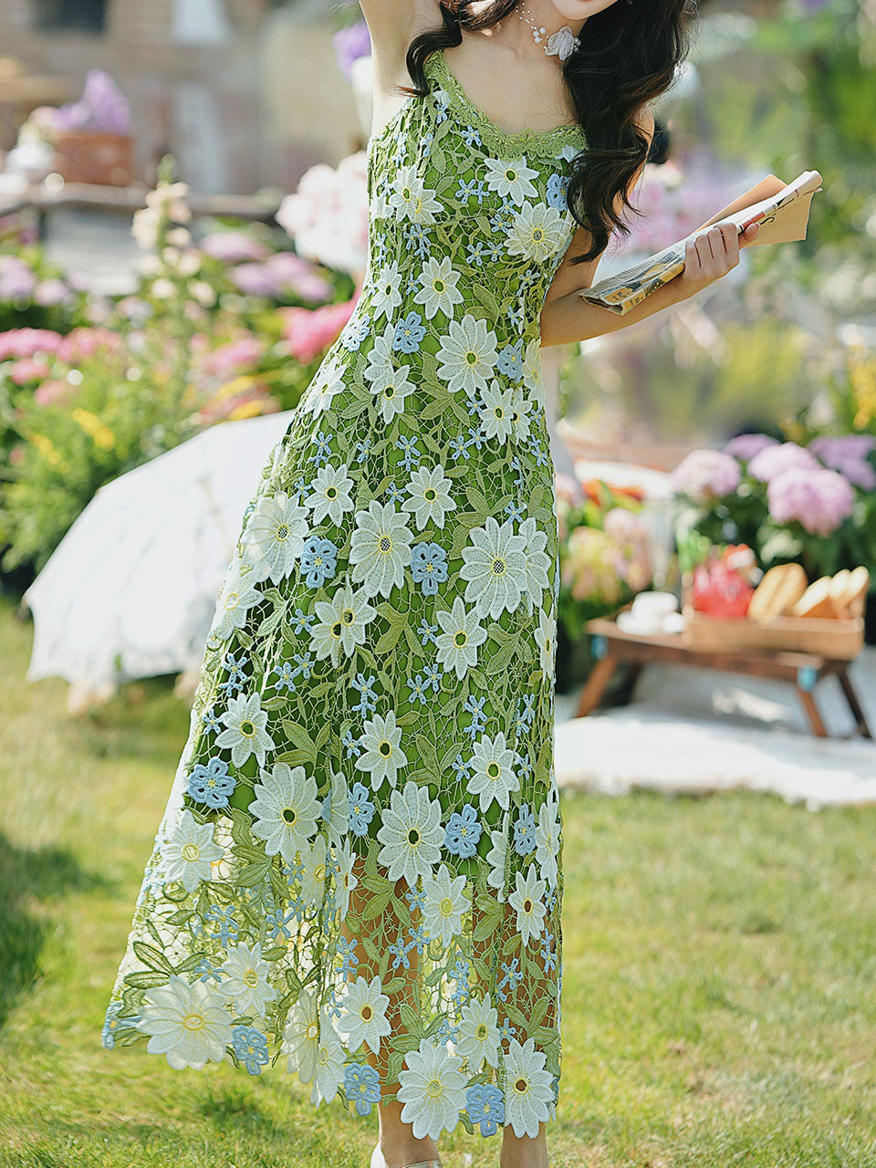 2PS Green Floral Lace Dress