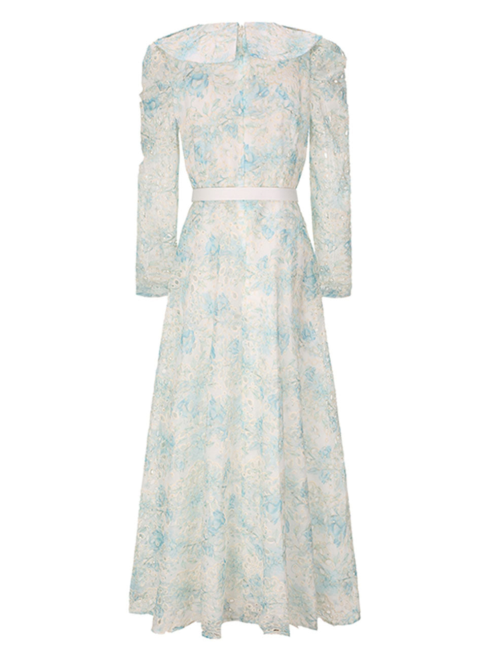 Purple Floral Print Vintage 3/4 Sleeve Dress