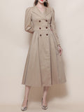 Khaki Vintage Style Double Breasted Trench Dress Coat