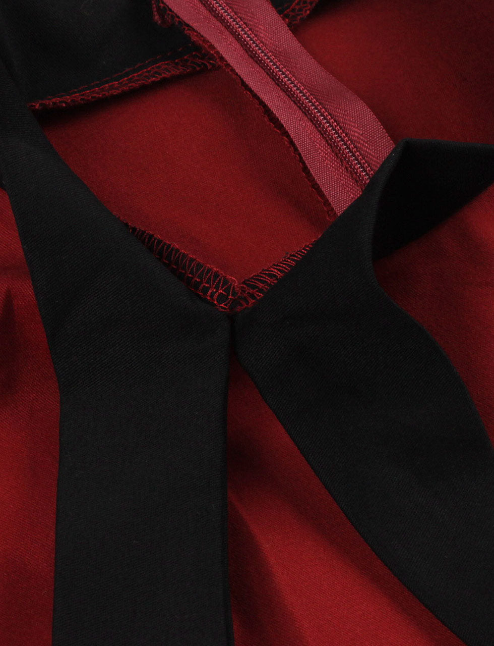 Wine Red Bow Collar 1950s Vintage Swing Dress
