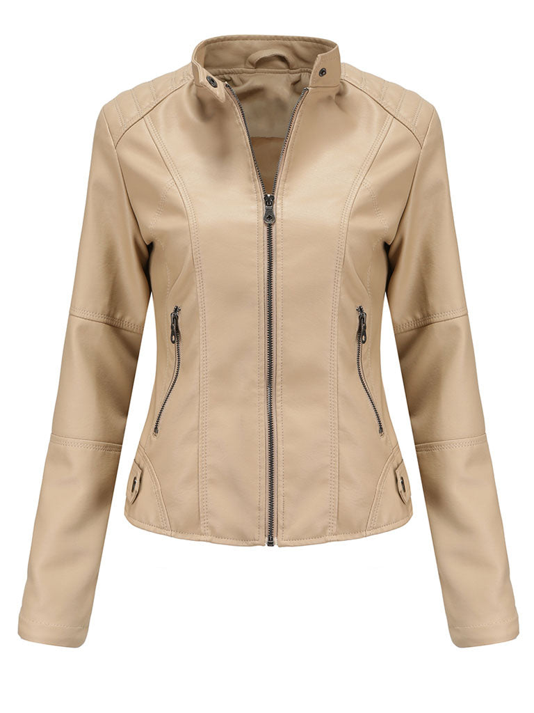 6 Color Long Sleeve PU Leather Motorcycle Jacket
