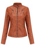 3 Color Long Sleeve PU Leather Motorcycle Jacket