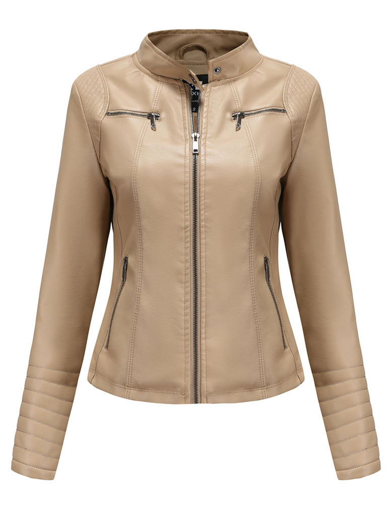 5 Color Long Sleeve PU Leather Motorcycle Jacket