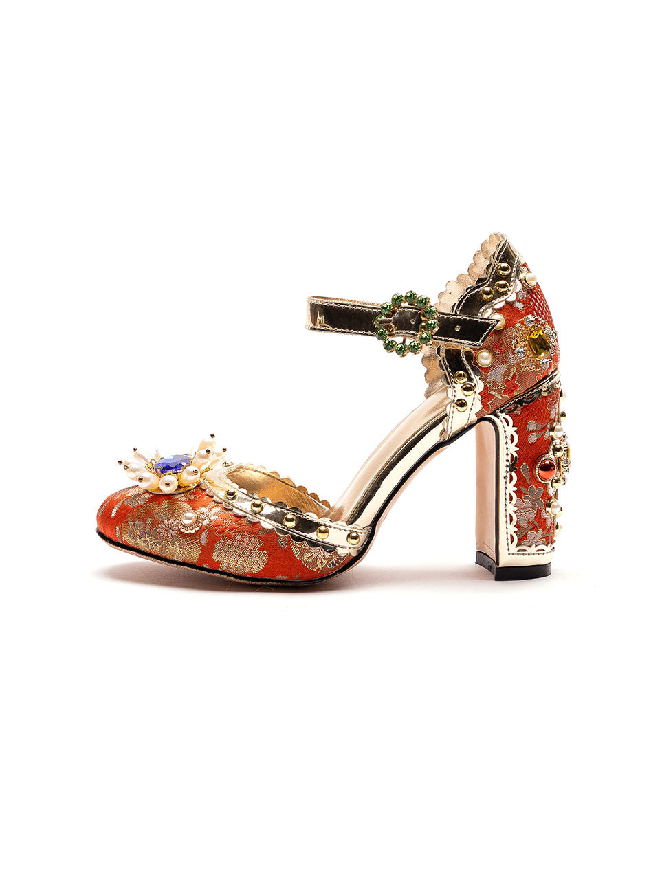 10CM Luxury Flower Chunky Heels Retro Shoes