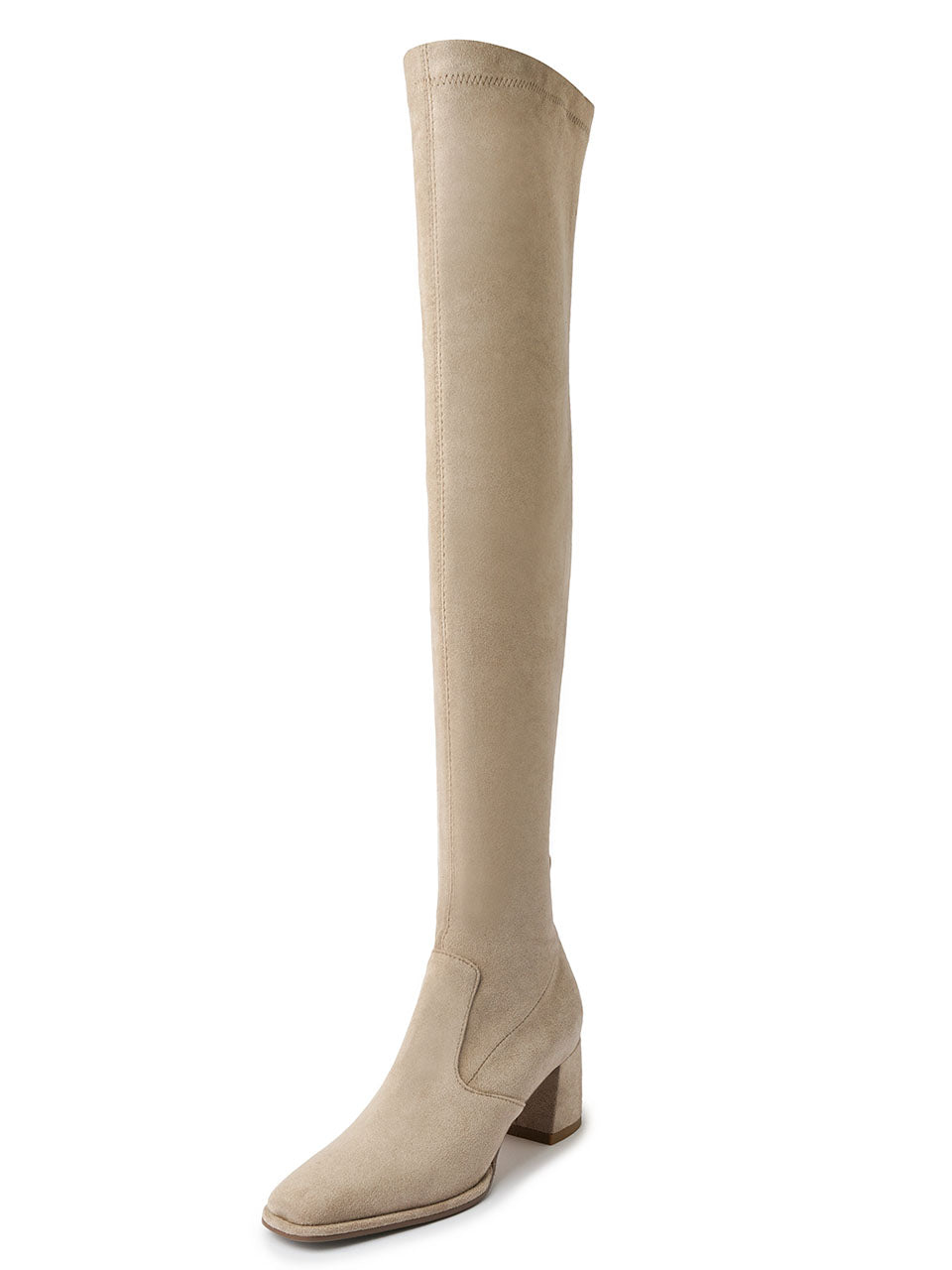 Chunky Heel Suede Knee High Boots