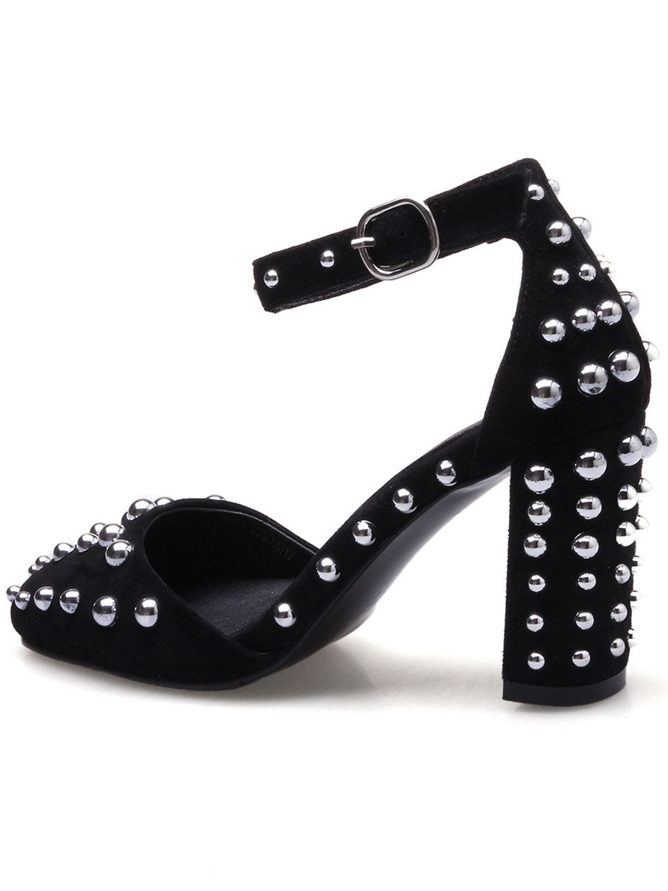 Piont Toe Rivet Chunky Heel Sandals Leather Vintage Shoes