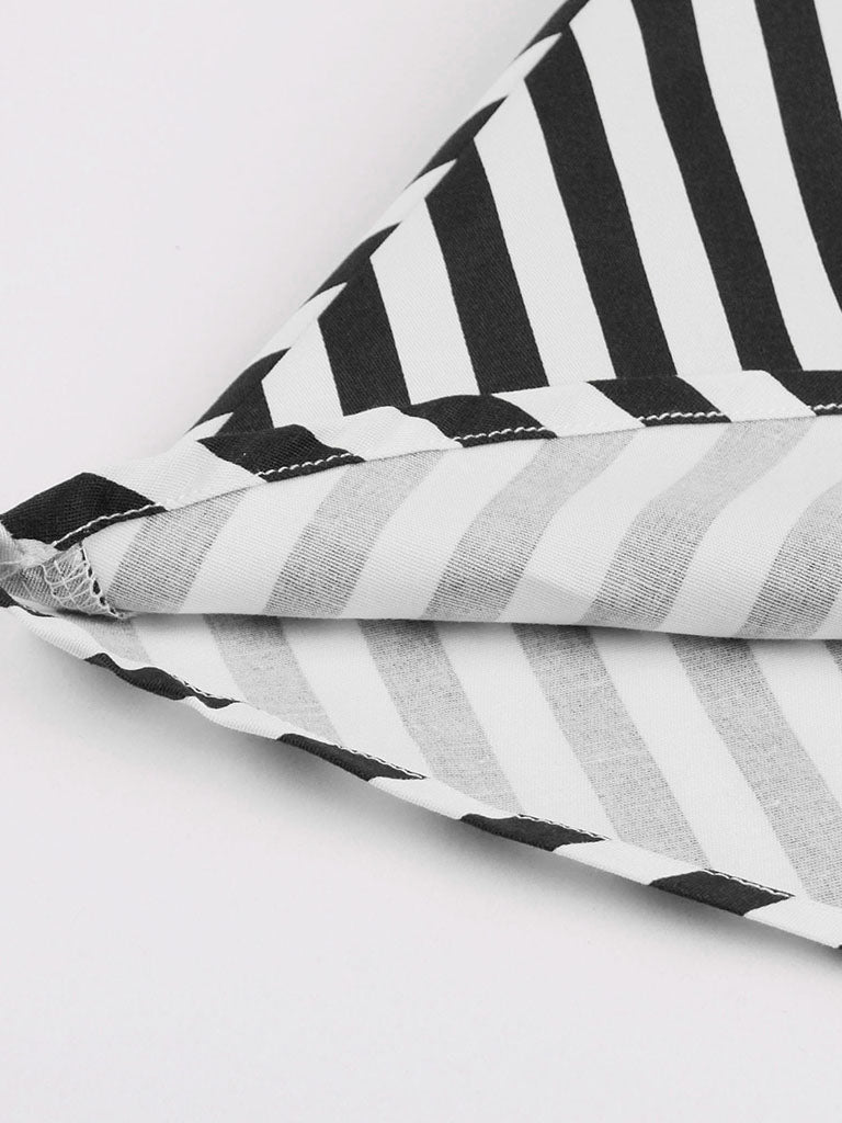 Beetlejuice Costume Black and White Vertical Stripe Swing Dress