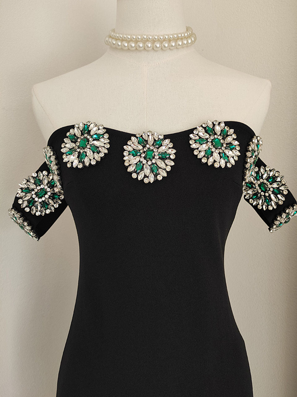 Black Bandeau Off The Shoulder Party Dress