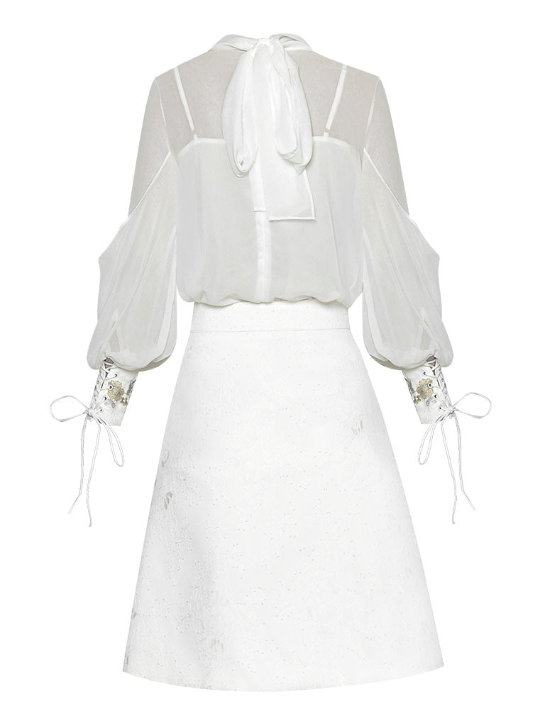 Embroidered Long Sleeve Blouse And Skirt Vintage Set 1950S Dress