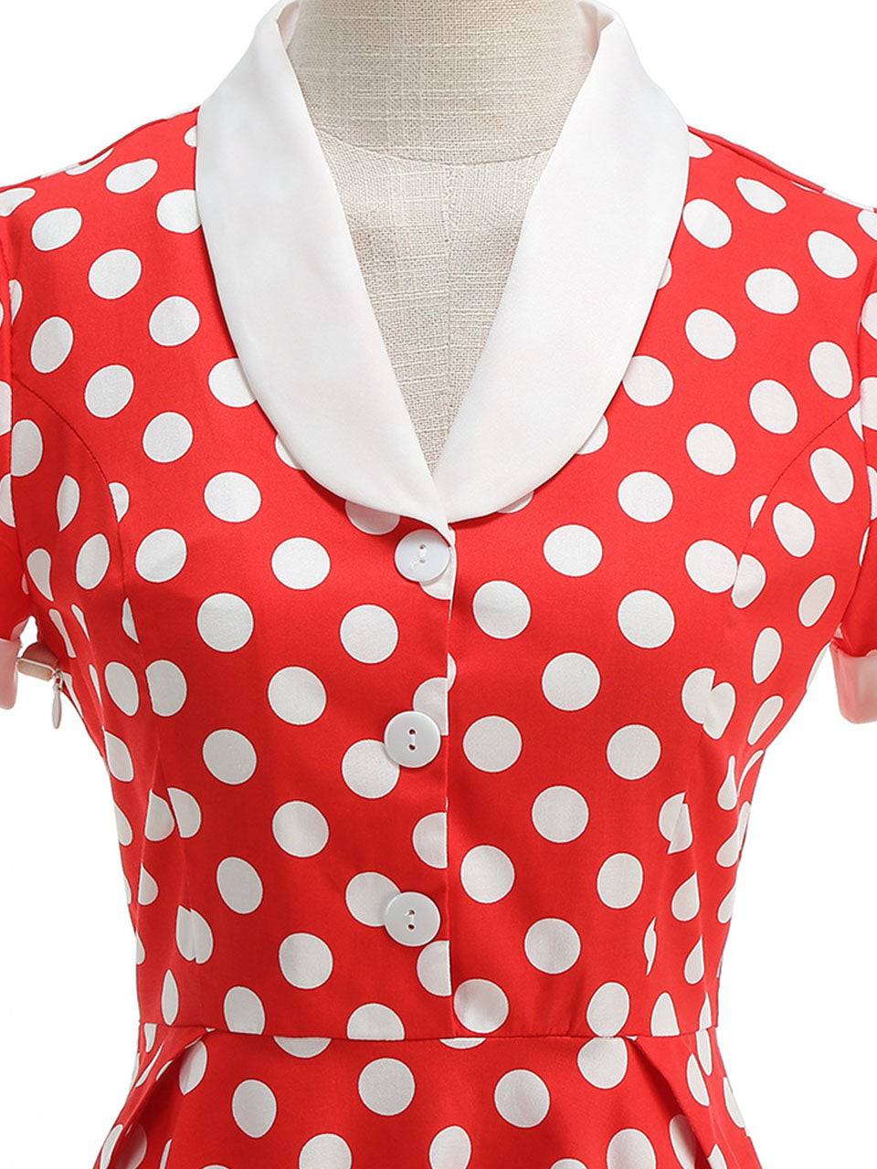Tuxedo Collar Polka Dots 1950S Dress