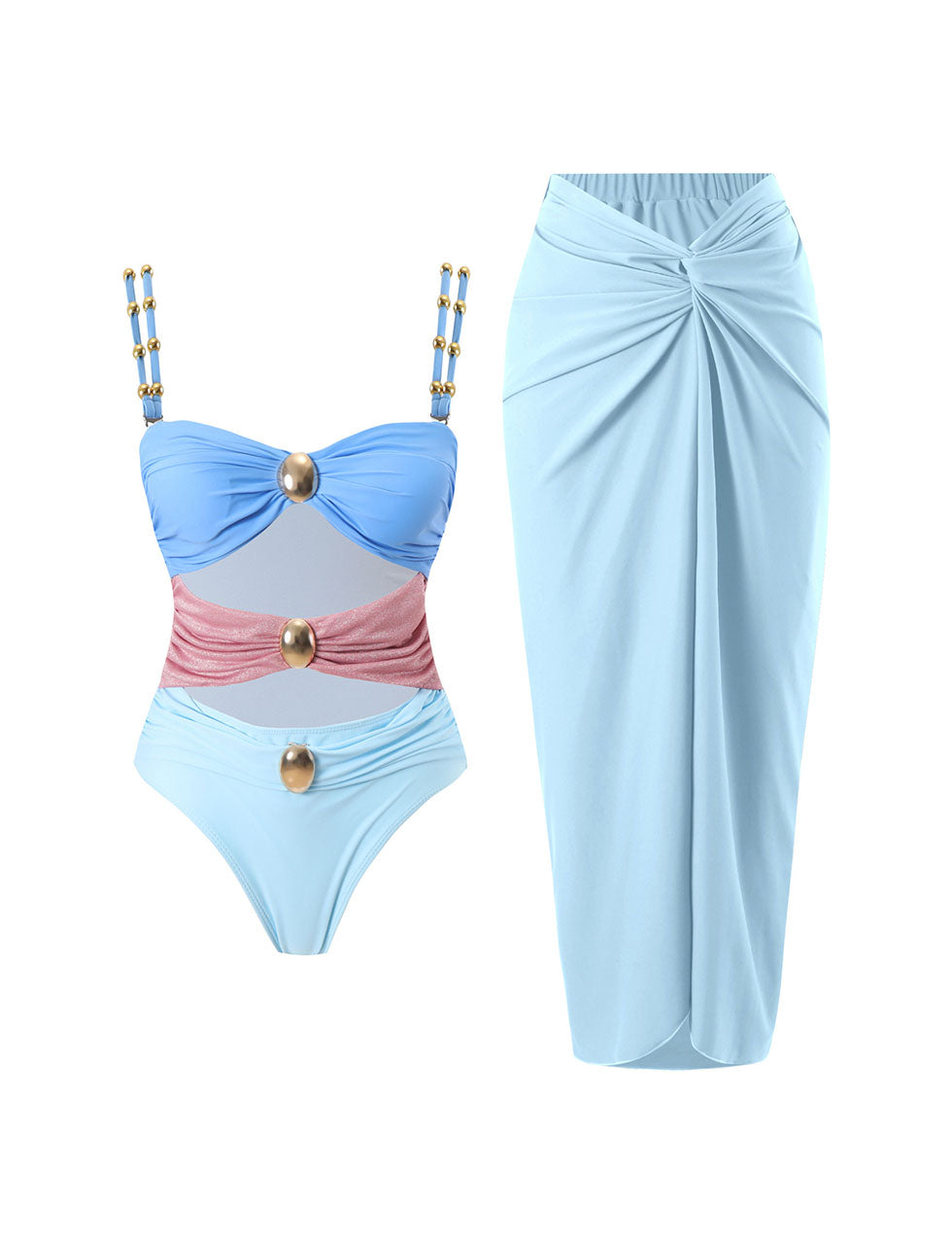 Green Hollow Out One Piece