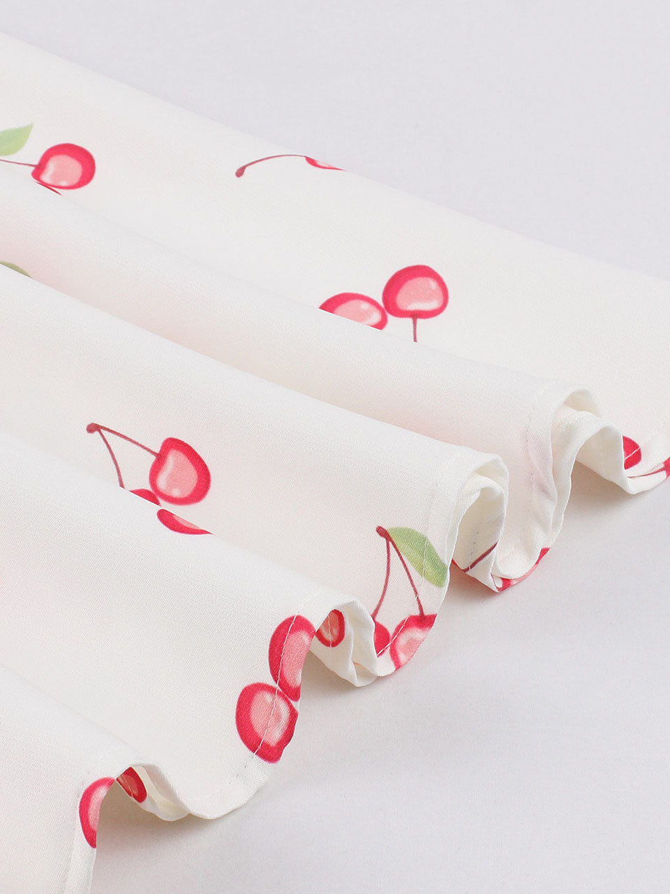 White V Neck Cherry 1950s Vintage Swing Dress