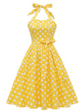 Yellow Polka Dots Halter 1950S Vinatge Dress