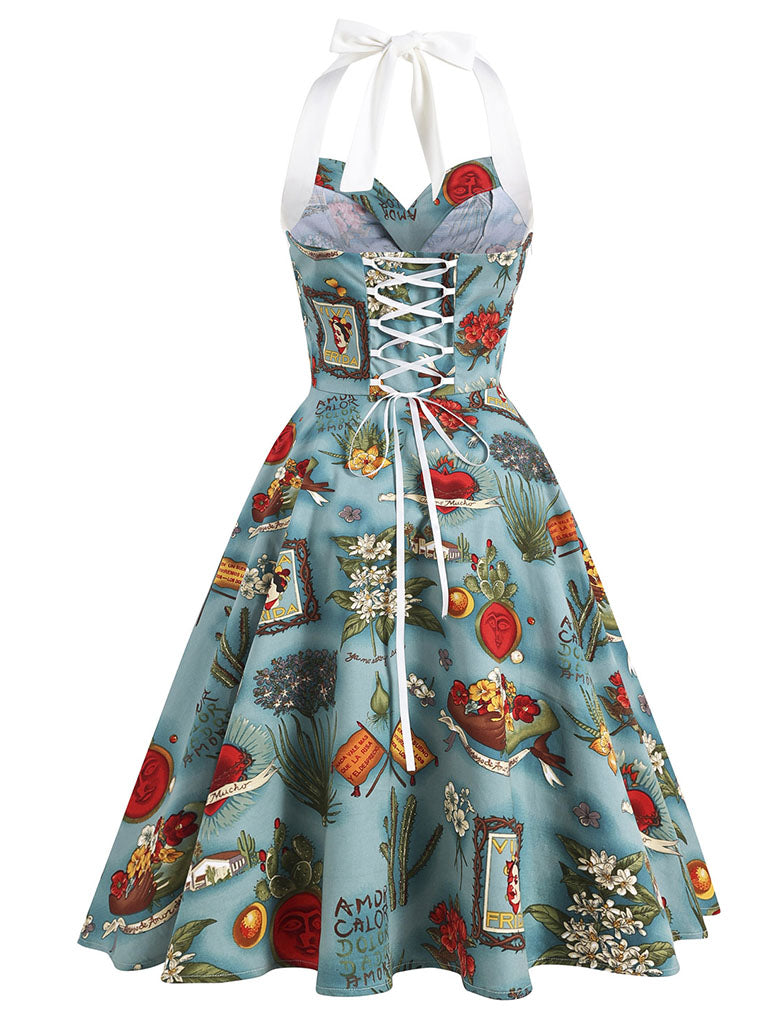 Red Polka Dots Halter Classis Style 1950S Dress