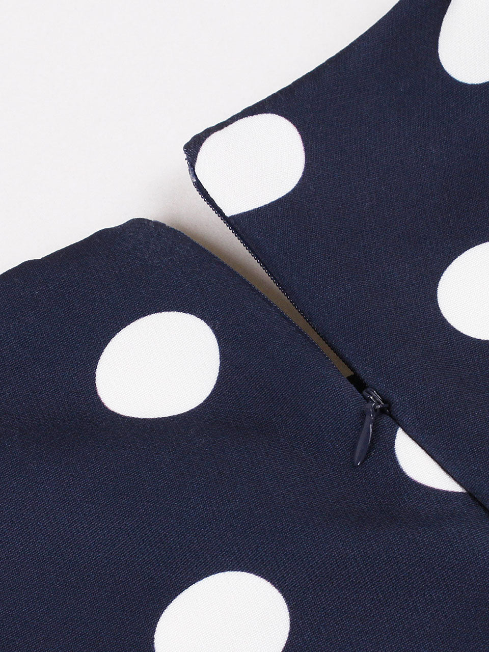 Navy Crew Neck Polka Dots 1950s Vintage Swing Dress