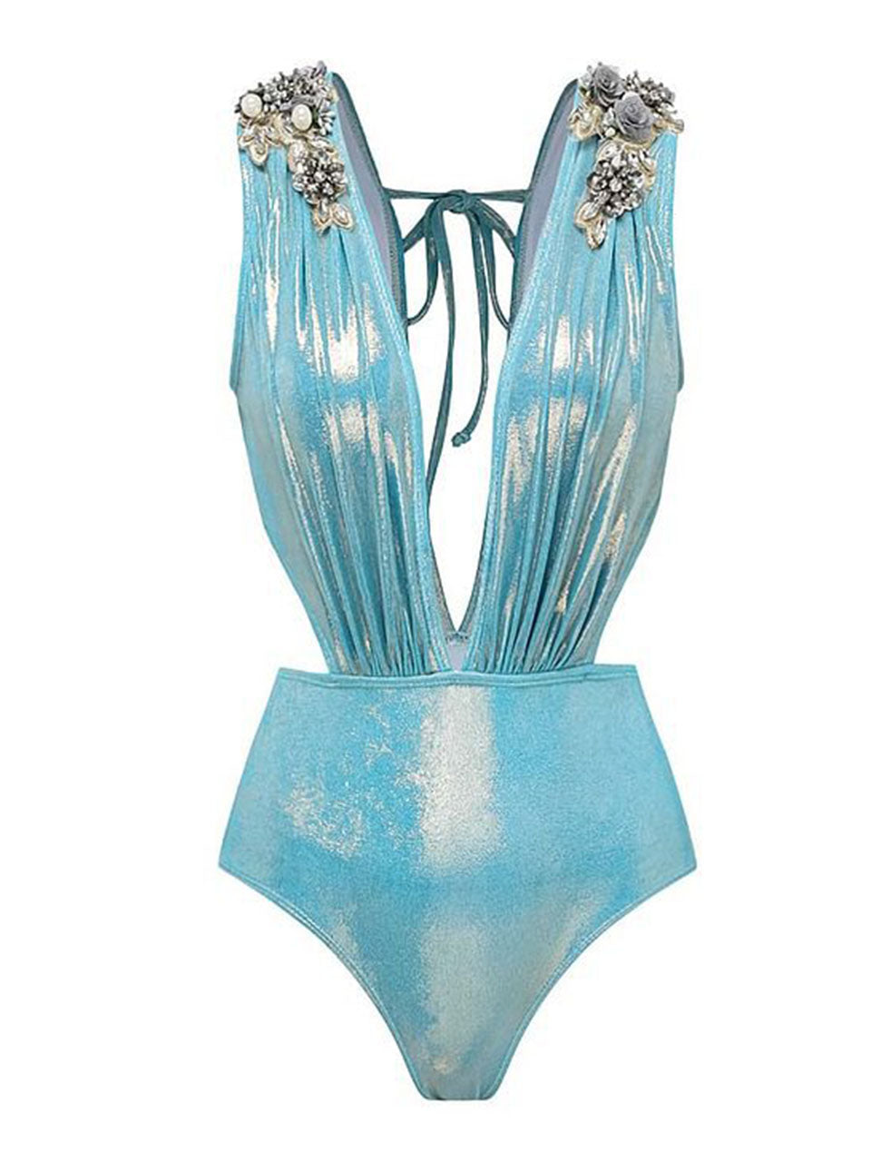 Blue Luminous Fabric One-piece Swimsuit