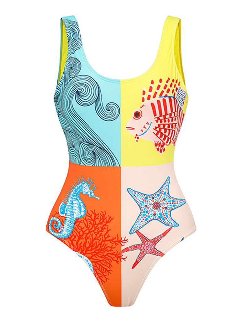 2PS Starfish Print One Piece