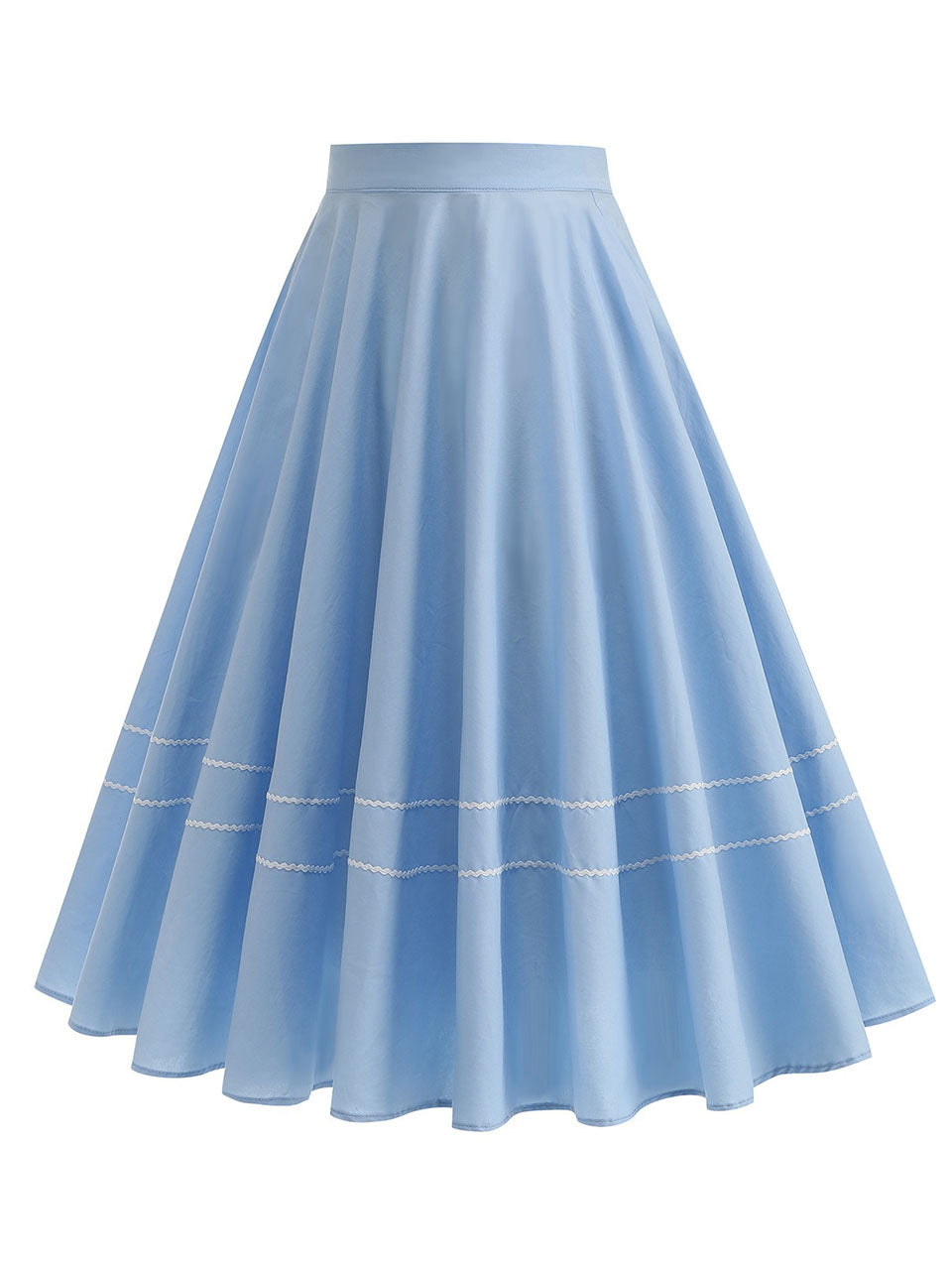 1950S Blue High Waist Pleated Swing Vintage Skirt