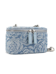 1950S Sweet Denim Rose Box Bag  Vintage Handbag