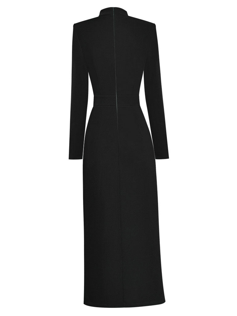 Green Bow Collar Long Sleeve 1940S Bodycon Vintage Dress