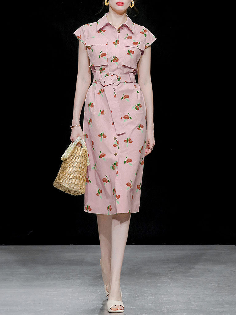 Summer Vintage Styele Fruit Print Shirt 1950S Dress