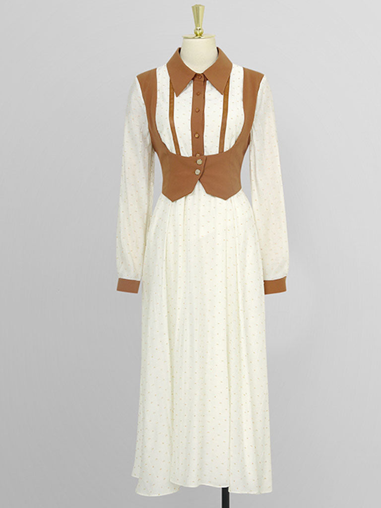 1950S Apricot Polka Dots Fake Two Piece